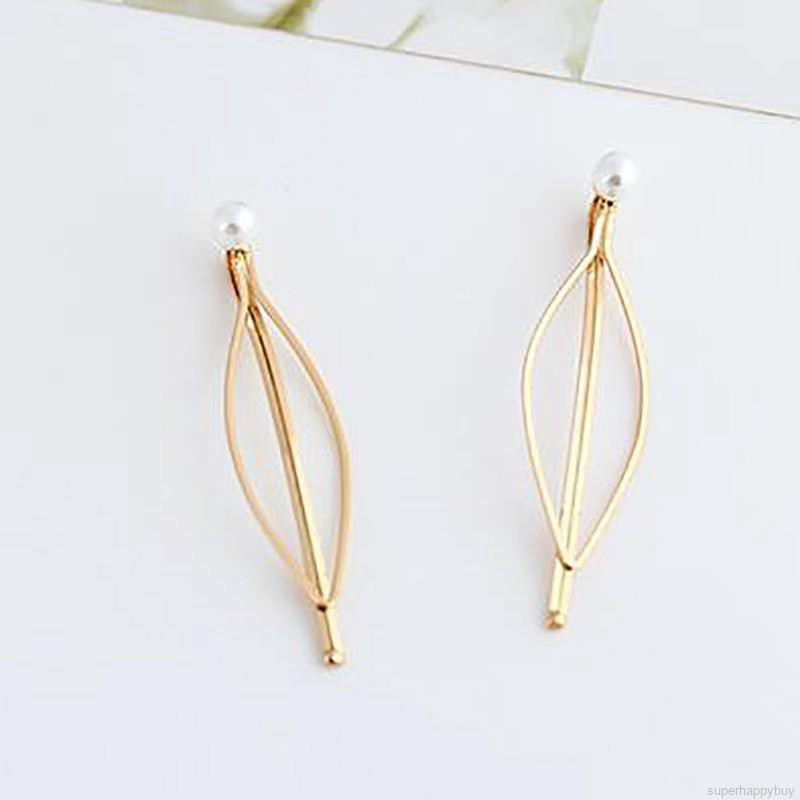 Kẹp tóc màu vàng đính ngọc trai đơn giản cho nữ