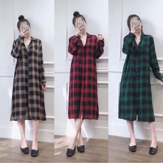Váy caro dáng dài ♥️ giá siêu rẻ ♥️ váy sơ mi tuyển nhật, chất mềm, mịn, mát.