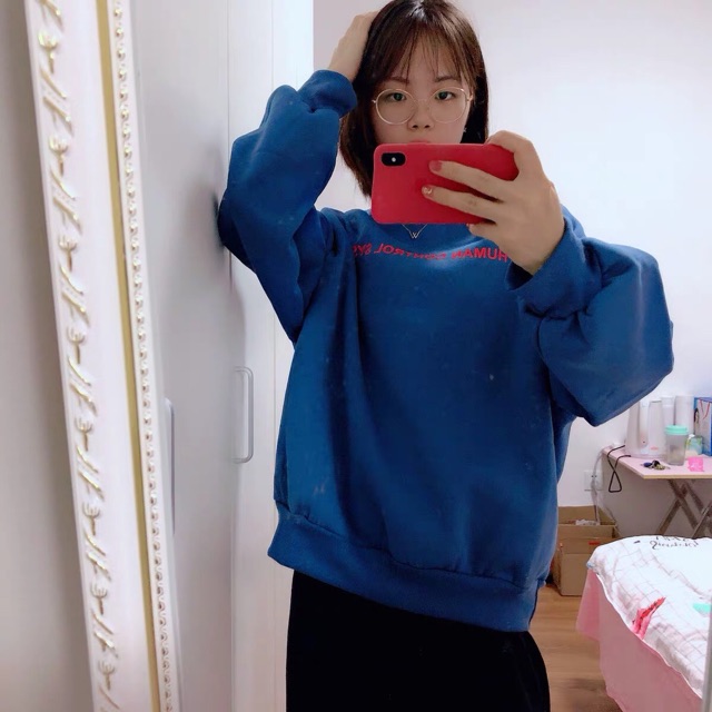 (có sẵn xanh nhat XL) ORDER ÁO SWEATER NỈ BÔNG FORM RỘNG ULZZANG( có ảnh thật)