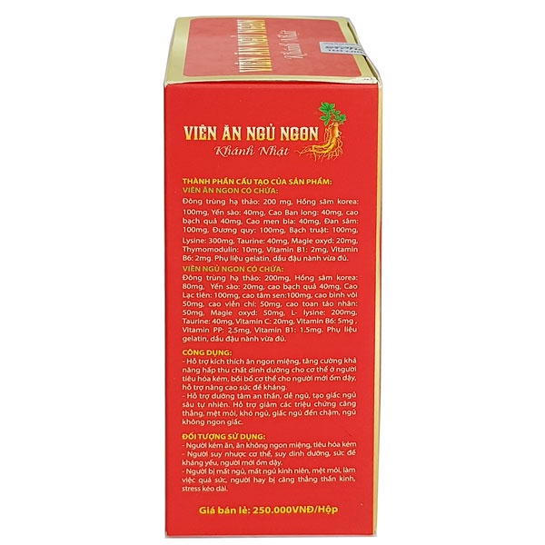 Viên Ăn Ngủ Ngon Khánh Nhật, hỗ trợ kích thích ăn ngon miệng (Hộp 40 &amp; 60 viên)
