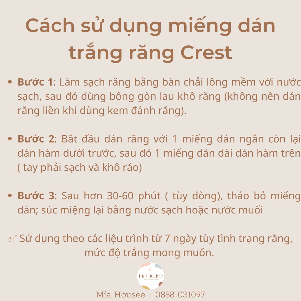 Miếng dán trắng răng Crest 3D White - 1 gói