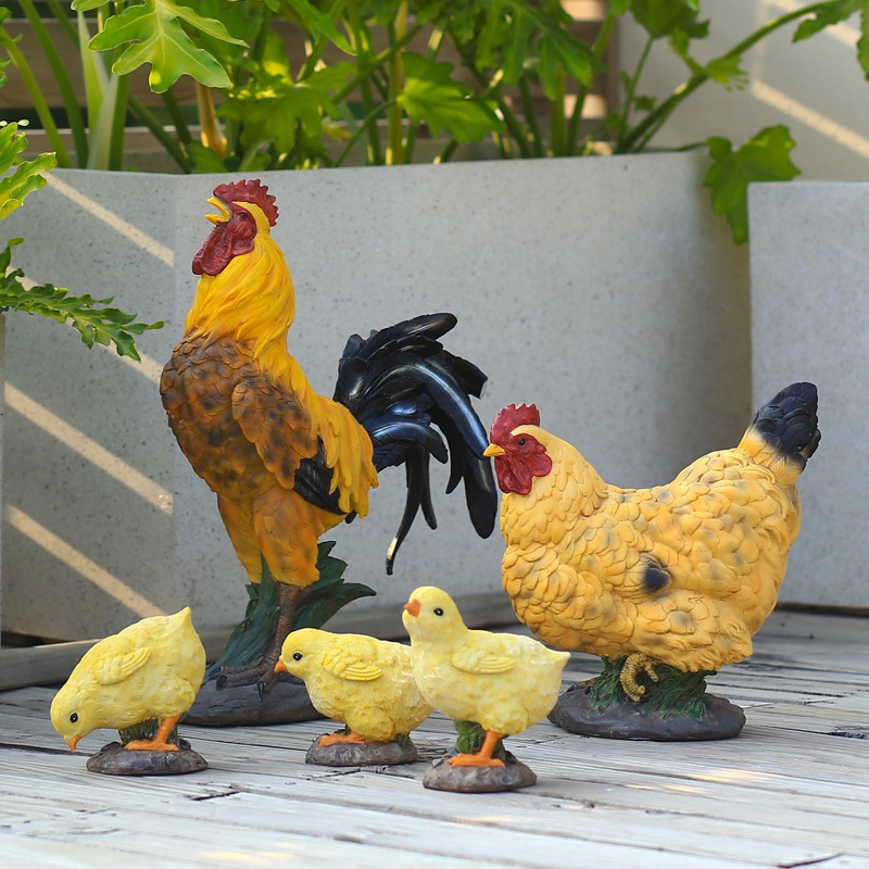 Tượng Gà Con Mô Phỏng Điêu Khắc Trang Trí Sân Vườn