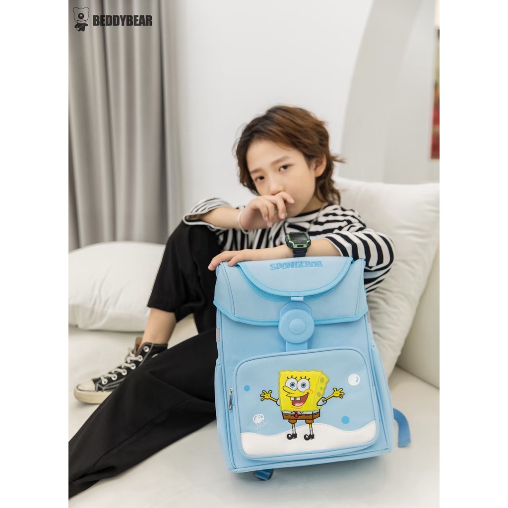 Balo trẻ em tiểu học Beddybear Schoolbag SpongeBob Xanh dành cho Bé từ lớp 2 trở lên - BF-HANHTINH.Chính hãng Beddy Bear