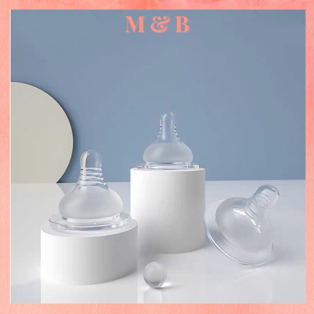 Núm ti, núm vú silicon siêu mềm, siêu co giãn Size S, M, L, Sử dụng được cho hầu hết các loại bình
