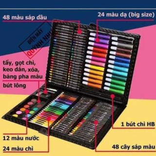 Hộp bút màu full 150 màu + phụ kiện thước,cục tẩy, chì màu, kéo, bấm ghim...Giá sốc! dth94