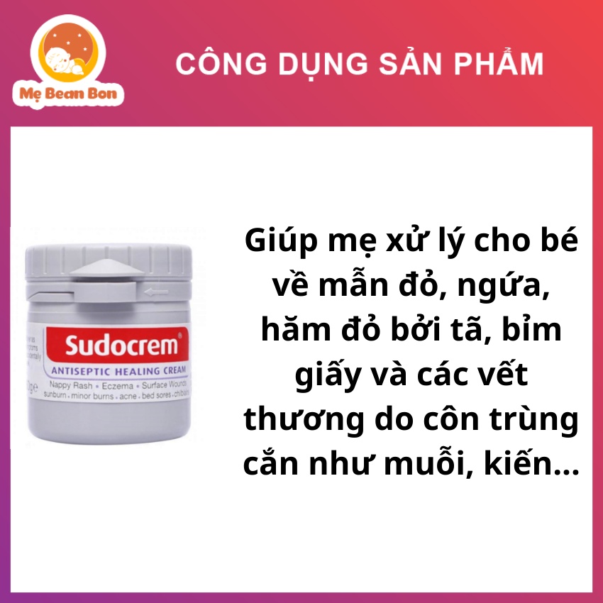 Kem bôi chống hăm cho bé Sudocrem 60g Antiseptic Healing Cream của Anh quốc chàm bỏng xước da cho trẻ em và người lớn