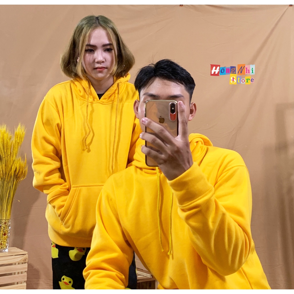 Áo Khoác Hoodie Trơn Ulzzang Unisex Màu Vàng Chất Nỉ Bông Cao Cấp Dáng Rộng Nam Nữ - MM