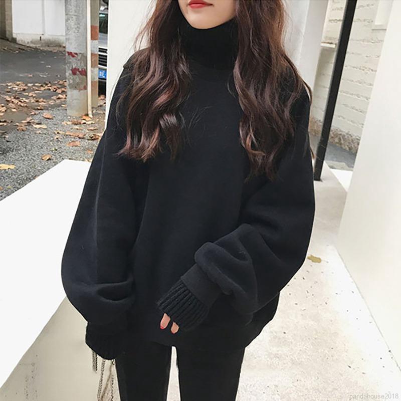 Women Sweater Autumn Winter Cute Solid Color Sweatshirt Loose Casual Turtleneck Long Sleeve Women Jacket | BigBuy360 - bigbuy360.vn