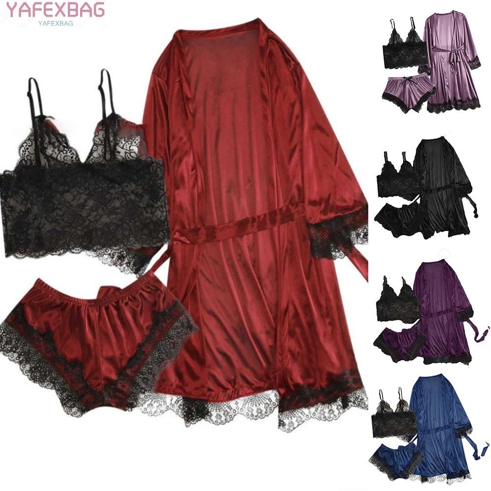 Đồ ngủ tay dài phối ren plus size M-2XL
