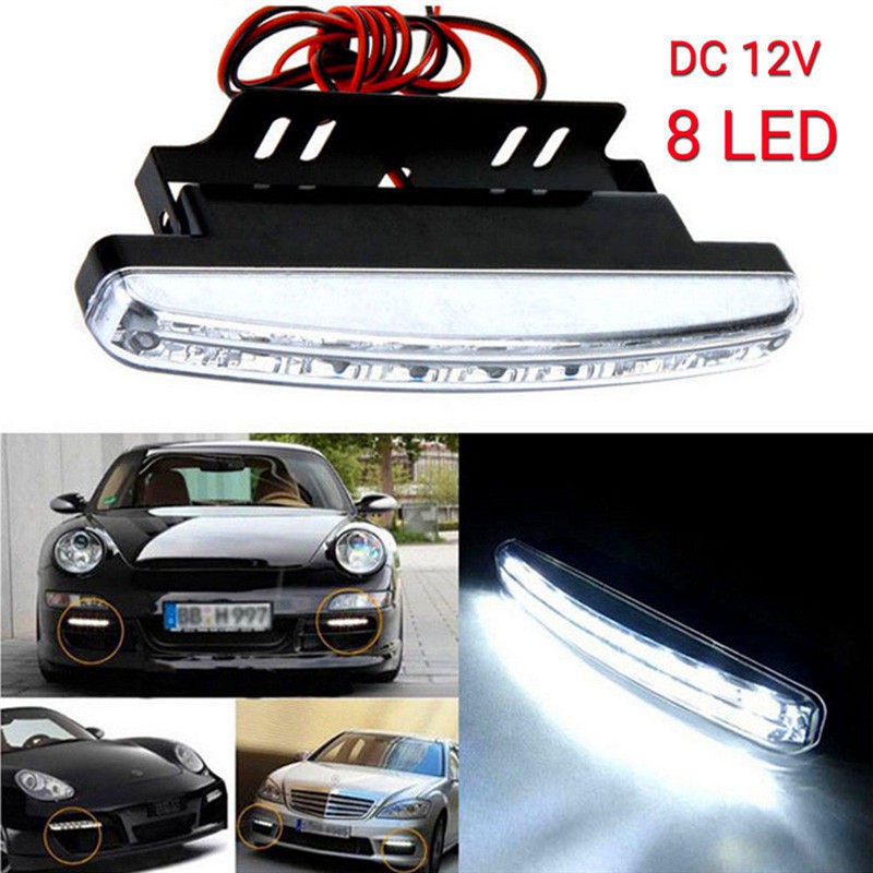 Đèn định vị ban ngày cho xe hơi có 8 bóng LED 12V