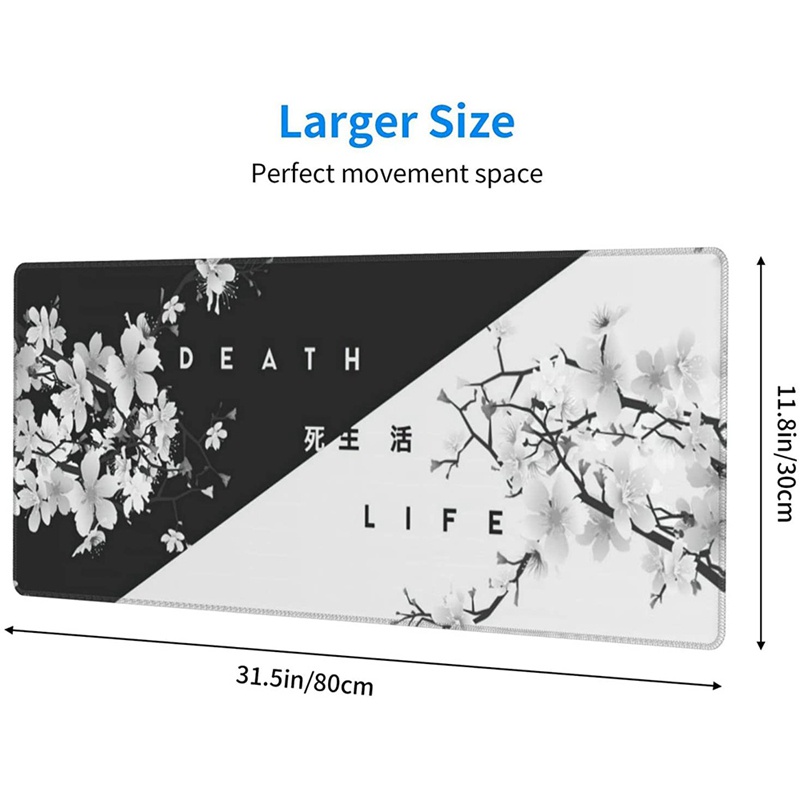 Tấm lót chuột chơi game viền to màu trắng đen 31.5x11.8 Inch