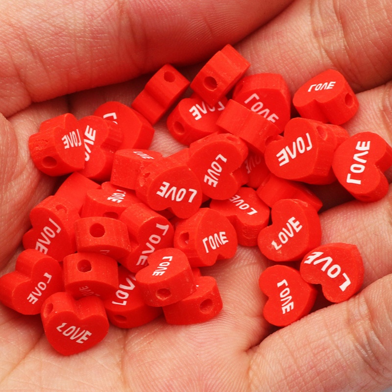 Set 50 / 100 Hạt Xỏ Lỗ Hình Trái Tim Nhiều Màu Sắc Dùng Để Làm Đồ Trang Sức