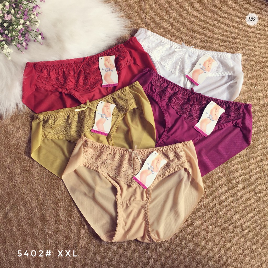 PHỐI REN KHÔNG VIỀN Quần lót / quần chip hiệu Spring phom to 60kg 70kg phối ren thông hơi siêu mát