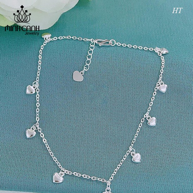 Lắc Chân Bạc Chuỗi Tim Trơn - Minh Canh Jewelry