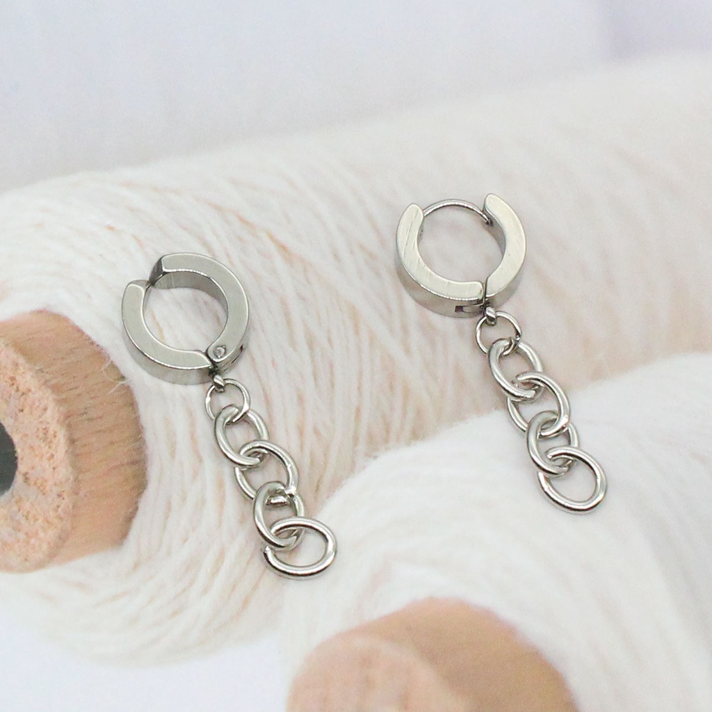 Khuyên kẹp tai dây xích dày bằng thép không gỉ thời trang cho nam và nữ