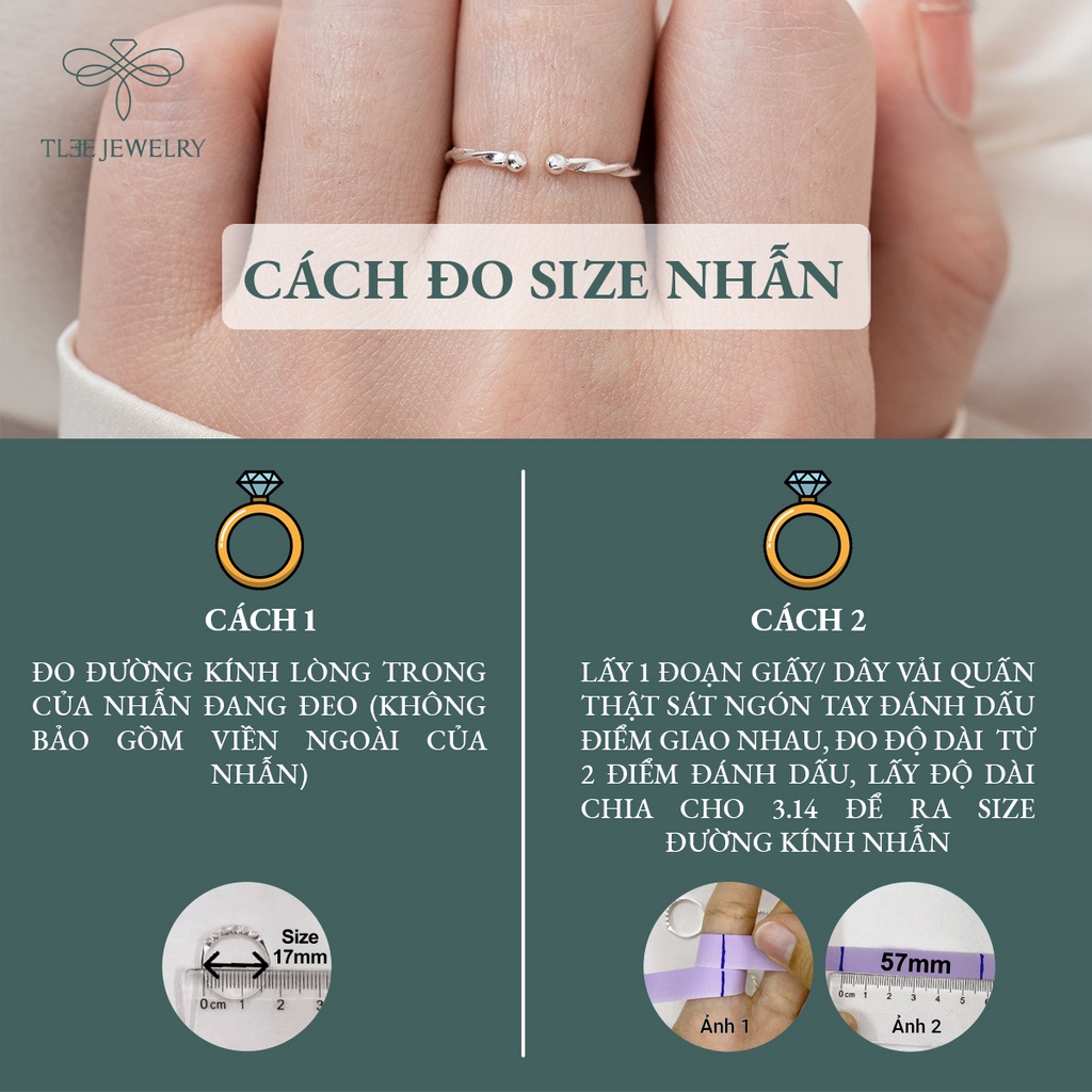Nhẫn bạc nữ TLEE dáng xoắn trơn basic bản nhỏ cá tính NCJ A0218