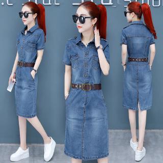 Đầm Denim Tay Ngắn Thời Trang (Có Size Lớn)