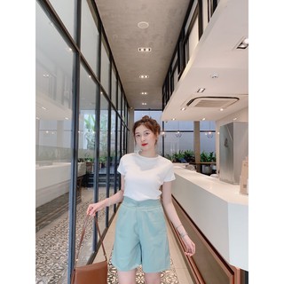 Áo croptop nữ tay ngắn cổ tròn basic dễ phối đồ tôn dáng