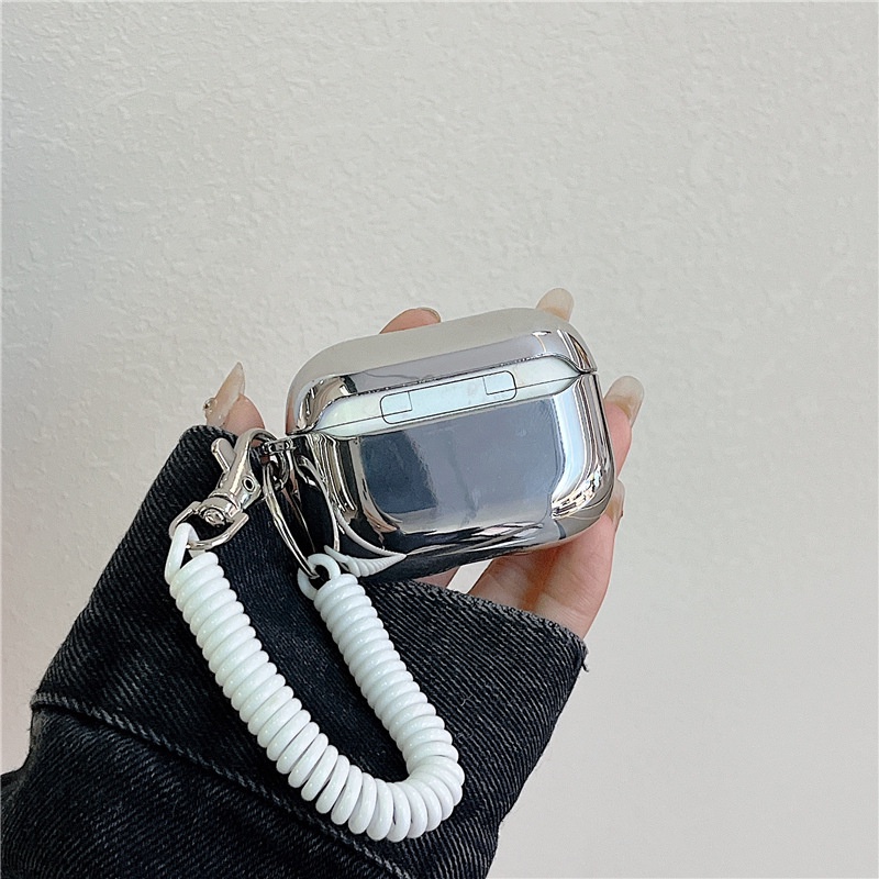 Vỏ Bảo Vệ Hộp Sạc Tai Nghe Airpods Pro 2 / 3 / 3 Mạ Điện Kèm Dây Đeo Phù Hợp