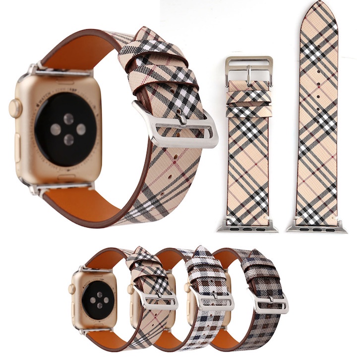 Dây Da Apple Watch Kẻ Sọc Caro Dành Cho Apple Watch Series SE/6/5/4/3/2/1