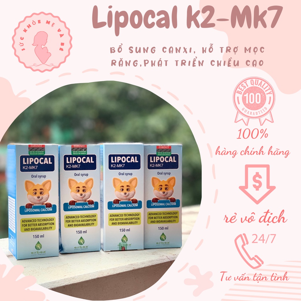 LIPOCAL K2-MK7 - Bổ Sung Canxi,Hỗ Trợ Mọc Răng,Phát Triển Chiều Cao ..