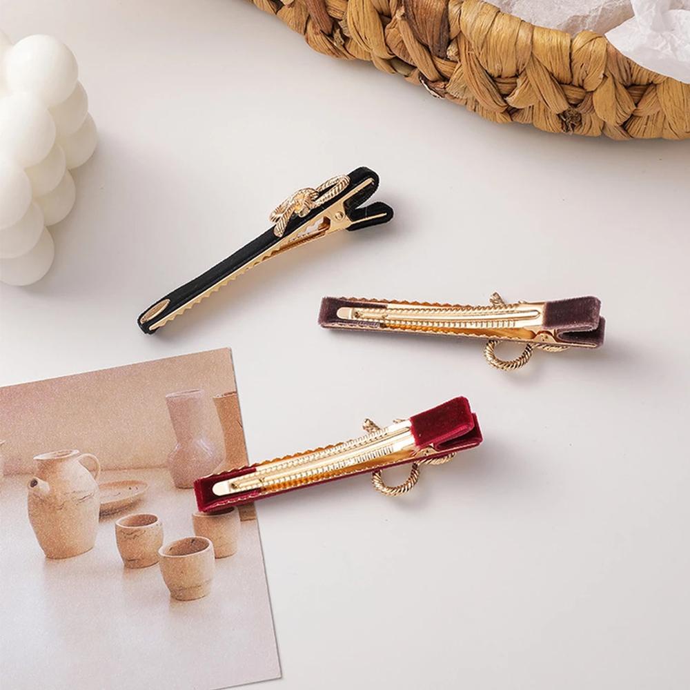 Kẹp Tóc Nơ Nhung Lấp Lánh Phong Cách Cổ Điển Cho Nữ