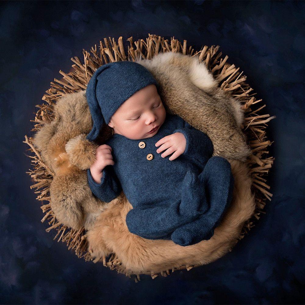 EUTUS Mũ Len Đính Quả Bông Làm Đạo Cụ Chụp Ảnh Cho Bé Sơ Sinh