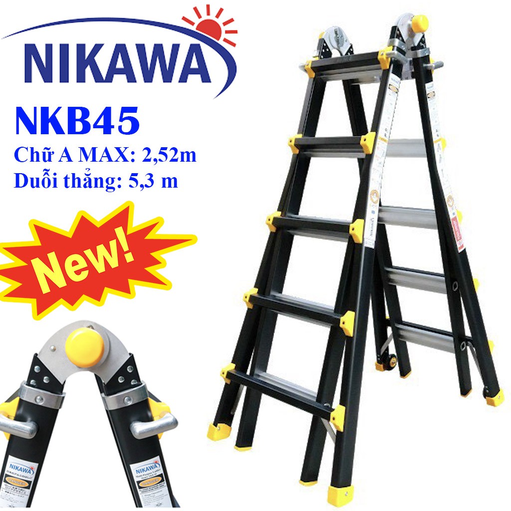 Thang nhôm rút trượt Nikawa NKB45 - Chữ A 2,75m duỗi thẳng 5,55m