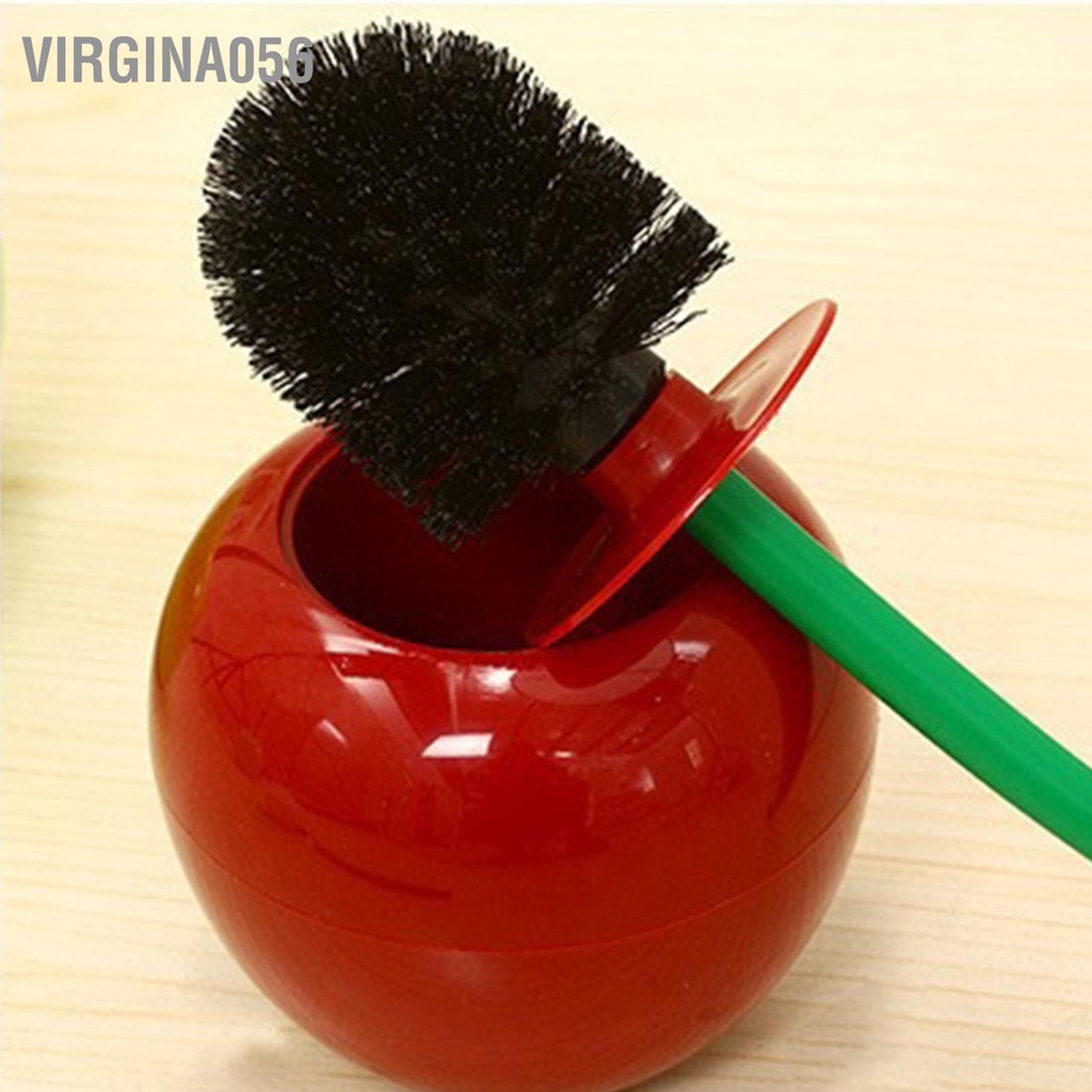 Virgina056 Bộ bàn chải nhà vệ sinh Phong cách Cherry Rượu vang Đỏ bền PP dài Tay cầm dày đặc Bàn làm sạch