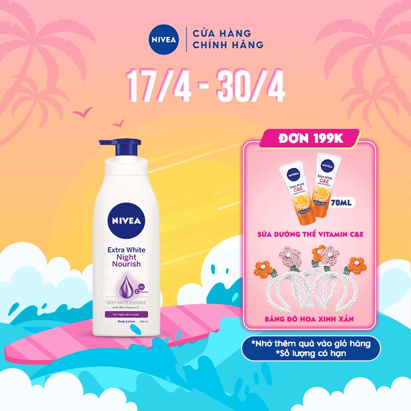 Sữa dưỡng thể giúp săn da, dưỡng trắng Nivea ban đêm (350ml) – 88126