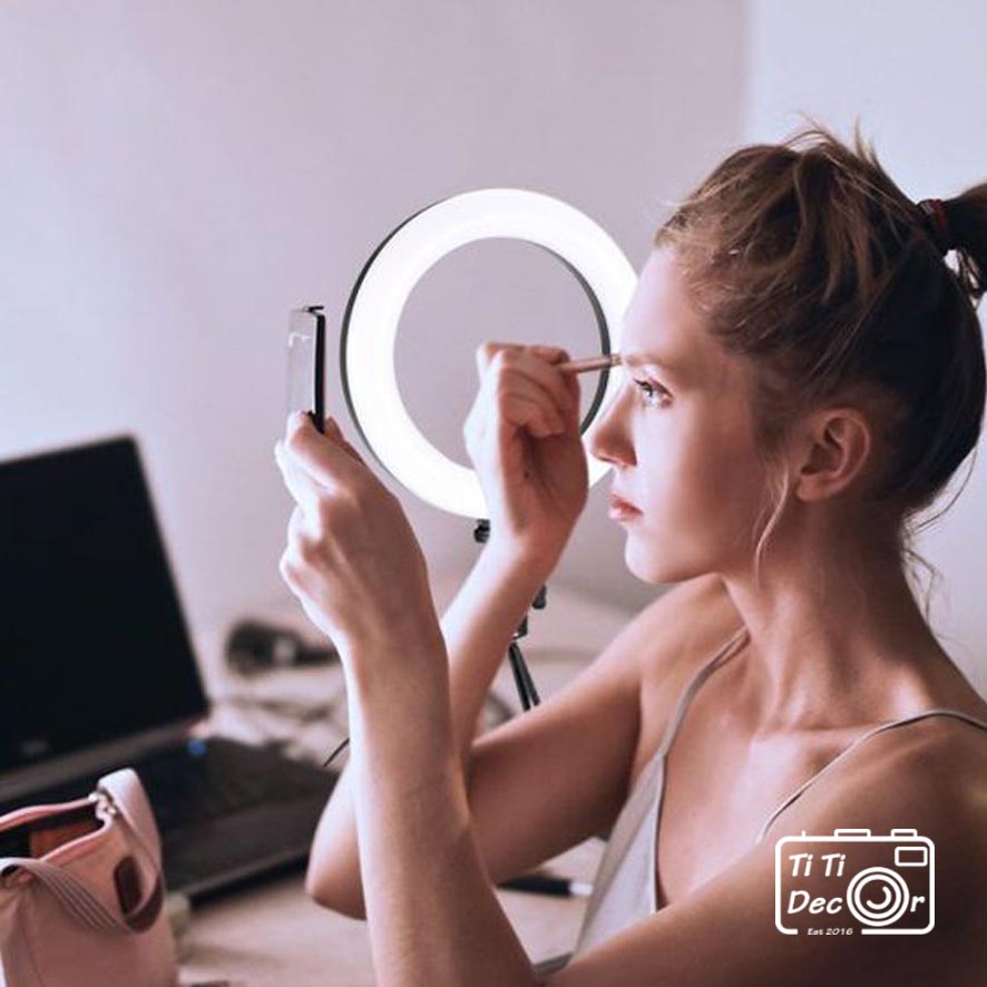 Đèn tròn livestream TiTi Decor đèn chụp ảnh tự sướng đèn selfie, đèn led chụp ảnh