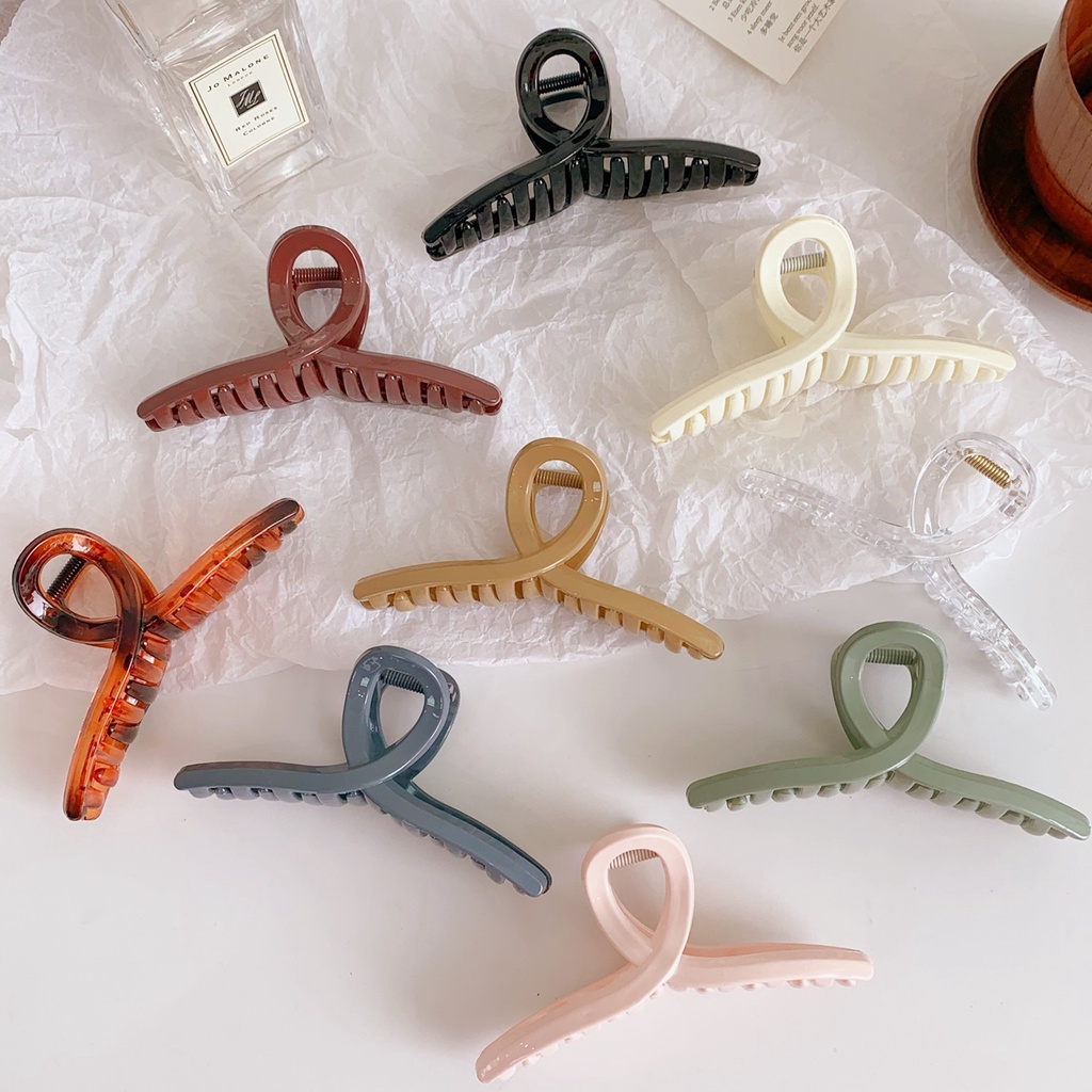 Kẹp Tóc Màu Trong Suốt Thiết Kế Đơn Giản Phong Cách Retro