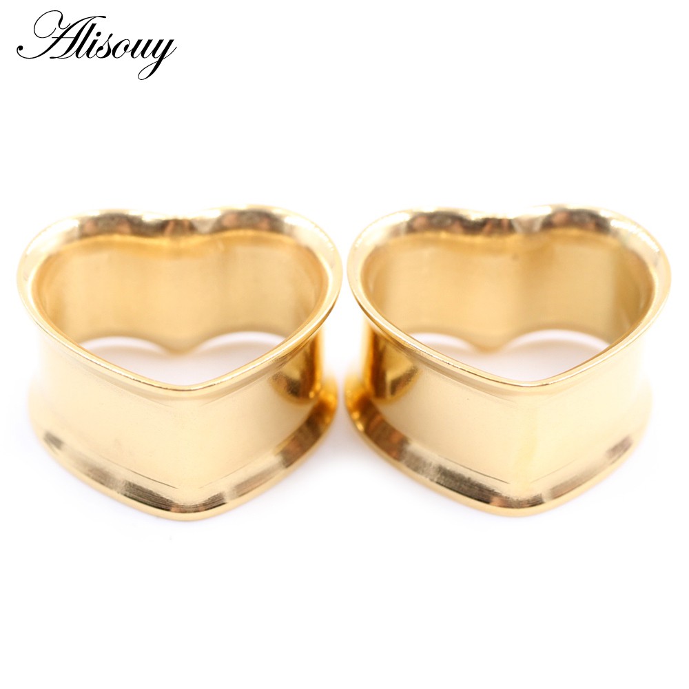 Alisouy Set 2 Khuyên Nong Tai Hình Trái Tim Bằng Thép Không Gỉ 8mm-30mm 316l