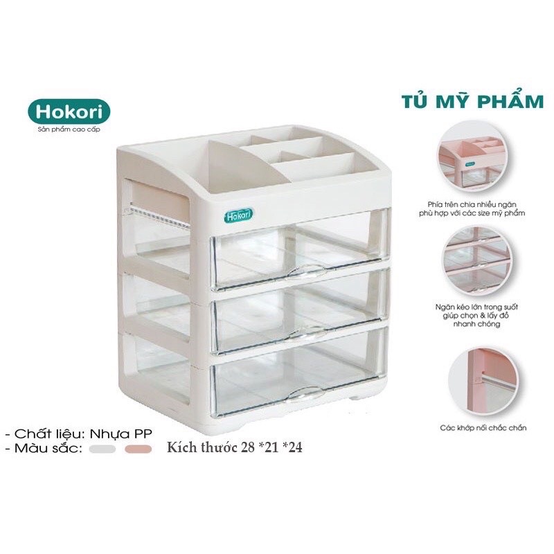 Tủ Đựng Mỹ Phẩm Cao Cấp Hokori Nhựa Việt Nhật Nhiều Tầng, Kệ Đựng Mỹ Phẩm, Đồ Trang Điểm Nhiều Ngăn