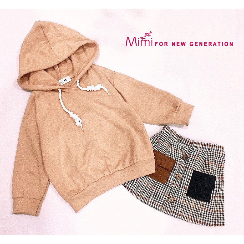 Set áo Hoodie MIX chân váy Xinh Xắn cho cho bé gái