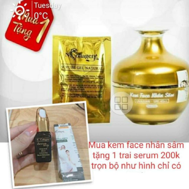 KEM SÂM TẶNG SÉT TẨY TẾ BÀO CHẾT + TẶNG SERUM