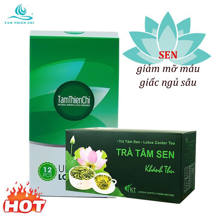 [Chính Hãng] [CHÍNH HÃNG] Bao cao su Tâm Thiện Chí Ultrathin Longer hộp 12 cái kèm 1 hộp Trà TÂM SEN Hà Diệp Liên túi lọ