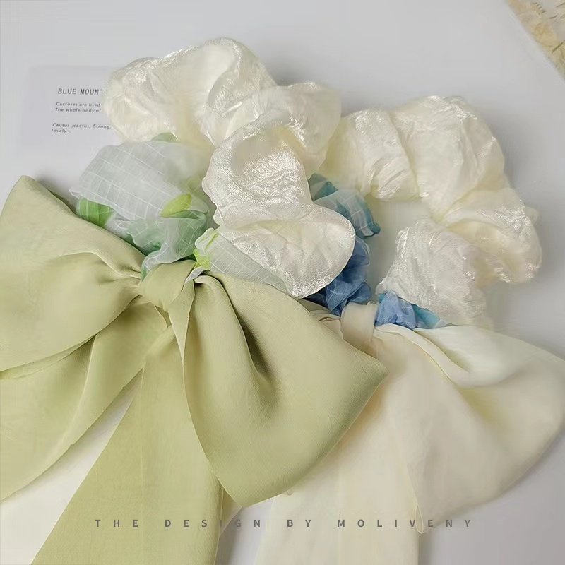 Dây Buộc Tóc Thắt Nơ Ruy Băng Bản Lớn Thanh Lịch Phong Cách Hàn Quốc Cho Nữ