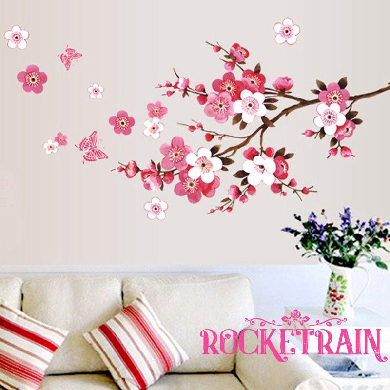 Miếng dán hình hoa đào nghệ thuật cho tường nhà