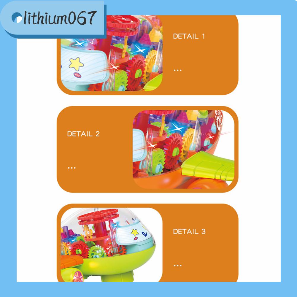 Lithium067 Đồ chơi máy bay cho trẻ em hoạt hình giáo dục có đèn Âm nhạc Bánh xe đa năng mới biết đi bé trai gái