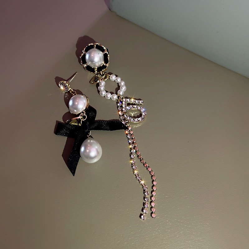 Đôi Bông Tai Mạ Bạc 925 Hình Nơ Đính Kim Cương Giả Thời Trang Hàn Quốc Cho Nữ