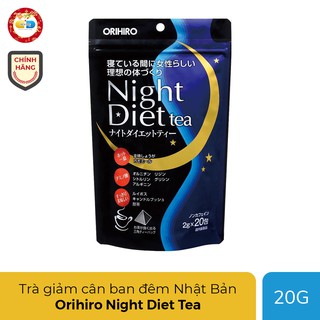 Orihiro Night Diet Tea trà giảm cân ban đêm Nhật Bản, Bịch 20 gói 2g