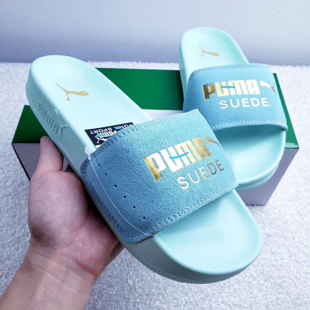 Dép 𝐌𝐋𝐁 𝙋𝙐𝙈𝘼 da lộn chữ dập nổi êm chân