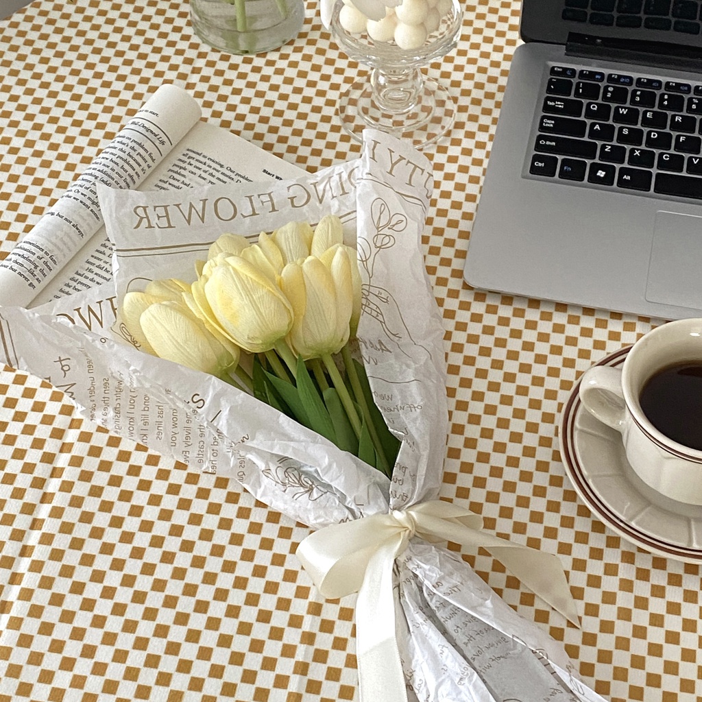 Khăn trải bàn họa tiết kẻ sọc caro đen trắng trang trí nhà/quán cà phê/cắm trại