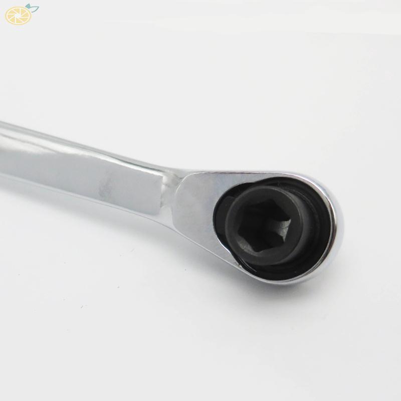 Cờ lê hai đầu tay cầm màu đen và bạc 107mm ren 1/4&quot; đảo chiều nhanh