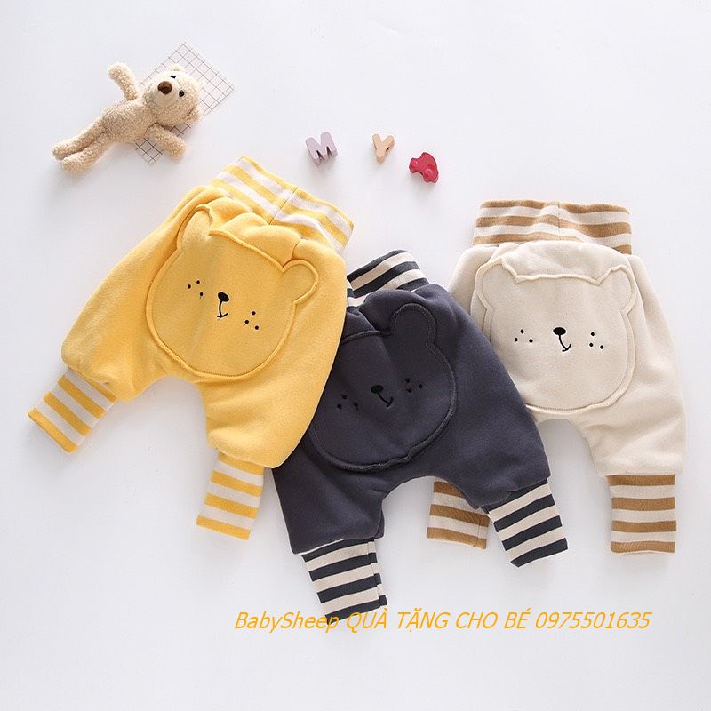 Quần nỉ lót lông thêu gấu hàng Quảng châu xuất Hàn cao cấp