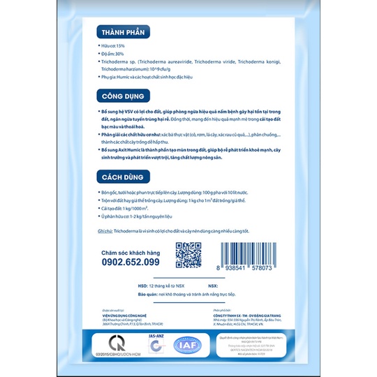 Chế phẩm nấm đối kháng Trichoderma Plus Sfarm gói 1kg