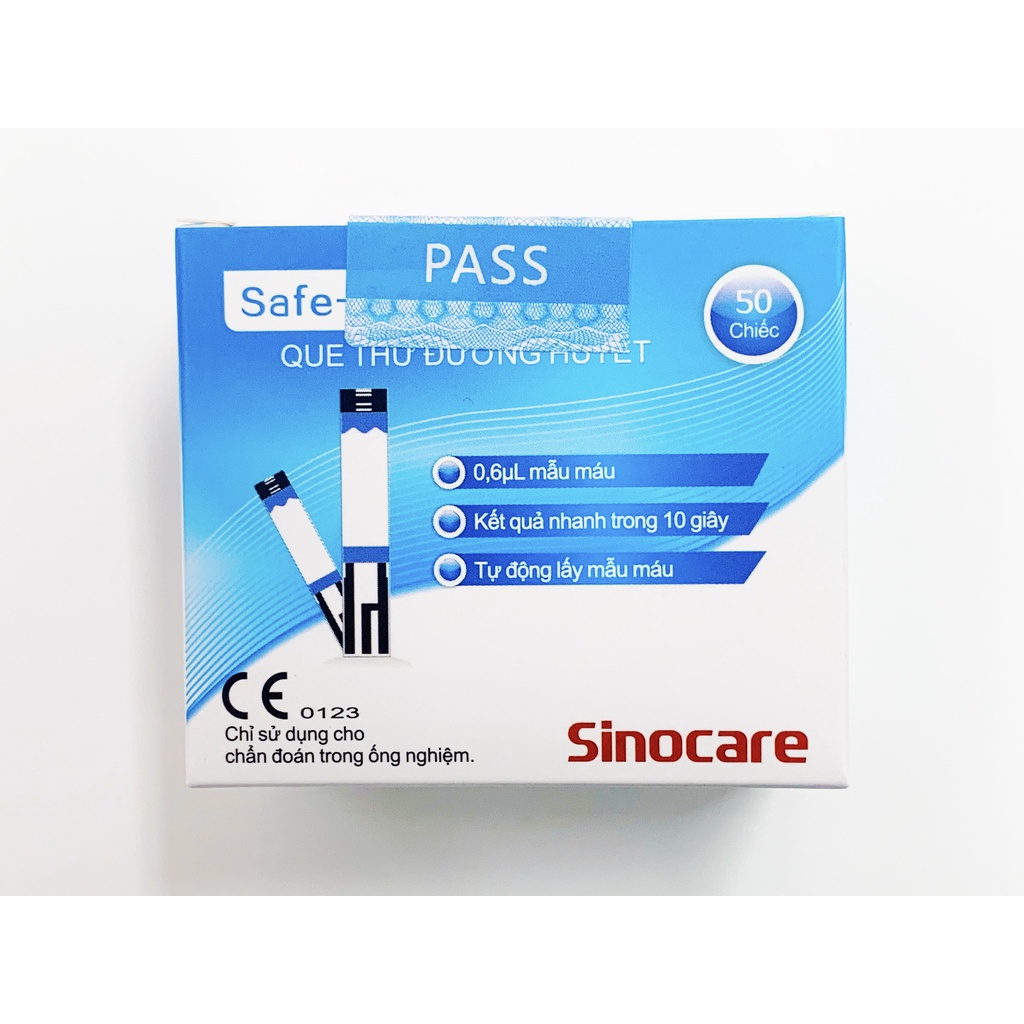 Que Thử Đường Huyết Safe Accu Hộp 50 Que Chính Hãng Sinocare