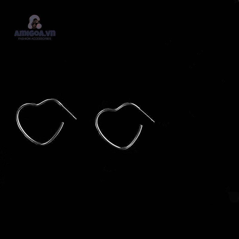 Khuyên Tai Hình Nửa Trái Tim Thời Trang Đơn Giản Chất Lượng Cao