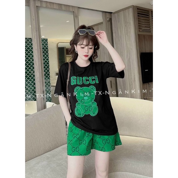 🌟🌟BỘ SORT CAO CẤP🌟🌟 Bộ đùi bigsize nữ thêu logo hình gấu đồ đi chơi, đồ mặc ở nhà siêu kute